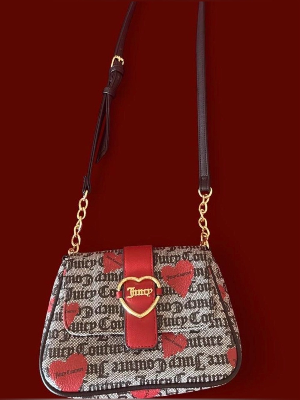 Juicy Couture Red Heart Logo Shoulder Crossbody Bag